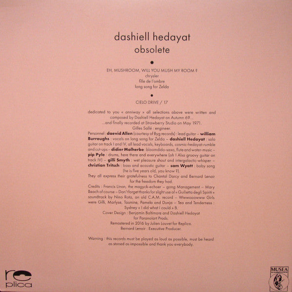 Image of Back Cover of 2044420S: LP - DASHIELL HEDAYAT, Obsolete (Replica Records; RPC023, France 2016, Gatefold)   VG+/VG+