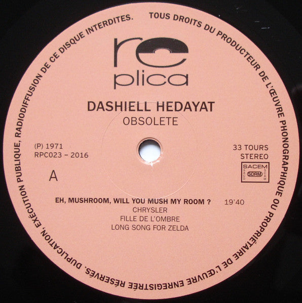 Image of Label Cover of 2044420S: LP - DASHIELL HEDAYAT, Obsolete (Replica Records; RPC023, France 2016, Gatefold)   VG+/VG+