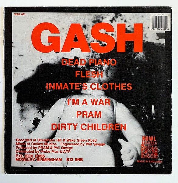 Image of Back Cover of LP - VG/VG+ - PRAM, Gash (Howl; WAIL 001, UK 1992, No Insert), ,  - 2126262E