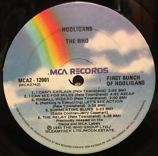 Image of Label Cover of 4644027S: 2xLP - THE WHO, Hooligans (MCA Records; MCA2-12001, Canada 1981, Gatefold, 2 Inners)   VG/VG+