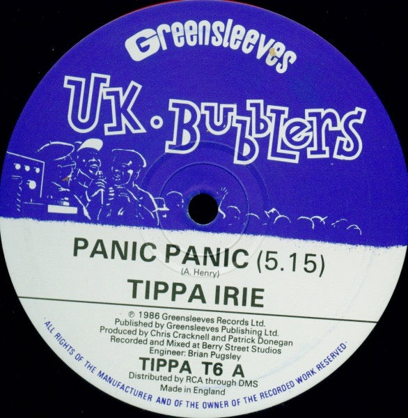 Image of Back Cover of 4414297C: 12" - TIPPA IRIE, Panic Panic (UK Bubblers; TIPPA T6, UK 1986, Picture Sleeve) Nice clean copy. Strong VG to sleeve - let down by some light scratches to reverse.   VG/VG+