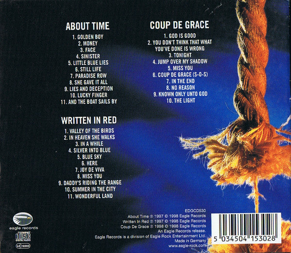 Image of Back Cover of 3xCD - VG+/VG+ - THE STRANGLERS, About Time - Written In Red - Coup De Grace (Eagle Records; EDGCD530, UK 2014 Reissue, Card Slipcase with Jewel Case inside), Signed,  - 3916028C