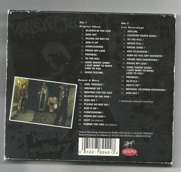 Image of Back Cover of 2xCD - G+/VG+ - VIOLENT FEMMES, Violent Femmes (Rhino Records; R2 78242, US 2002, Card Slipcase with Jewel Case inside), Shelf Wear,  - 4116307C