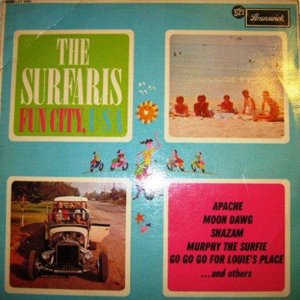 Image of Front Cover of 3215594C: LP - THE SURFARIS, Fun City, U.S.A. (Brunswick; LAT 8582, UK 1964, Laminated Flipback Sleeve, Mono)   VG/VG