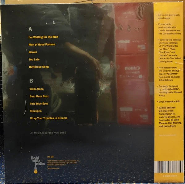 Image of Back Cover of 0316317C: LP - LOU REED, Words & Music, May 1965 (Light In The Attic; LITA 188-1-3, UK 2022, Inner & Booklet, Poster, With OBI. Pink Vinyl) Still in shrinkwrap.  VG+/VG+