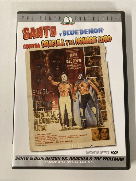 Image of Front Cover of 1833018E: DVD - MIGUEL M. DELGADO, Santo y Blue Demon Contra Dracula y el Hombre Lobo (, Mexico 2003, All Regions) SEALED  M/M