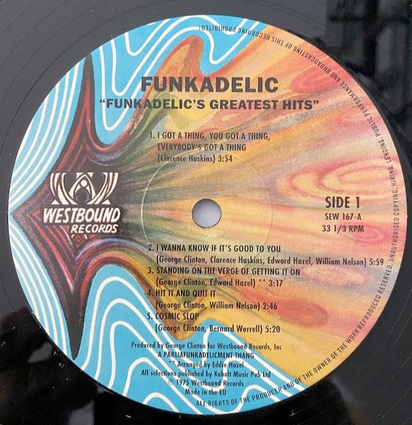 Image of Label Cover of 0834346E: LP - FUNKADELIC, Funkadelic's Greatest Hits (Westbound; SEW167, US 2023 Reissue, Black Vinyl.)   NEW/NEW