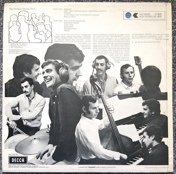 Image of Back Cover of LP - VG/VG+ - THE DUDLEY MOORE TRIO, The Dudley Moore Trio (Decca; SKL 4976, UK 1969 Reissue, Laminated Front Sleeve, Company Inner, Stereo), ,  - 3716122C