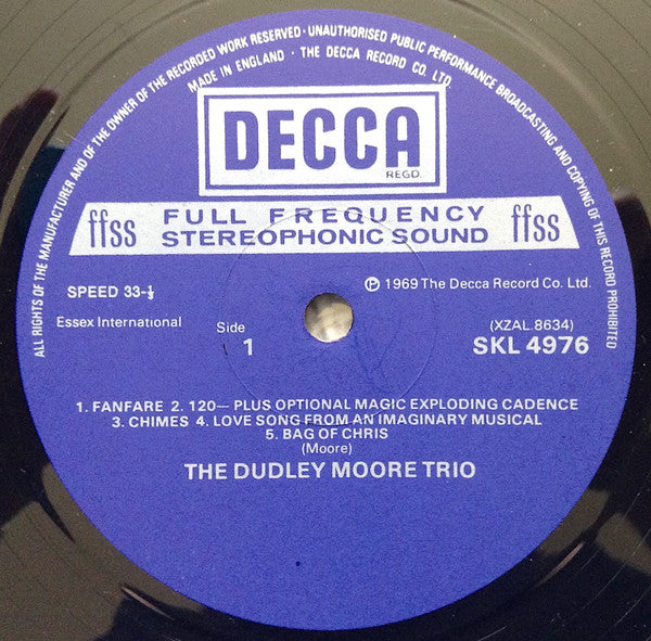 Image of Label Cover of LP - VG/VG+ - THE DUDLEY MOORE TRIO, The Dudley Moore Trio (Decca; SKL 4976, UK 1969 Reissue, Laminated Front Sleeve, Company Inner, Stereo), ,  - 3716122C