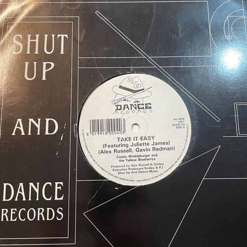 Image of Front Cover of 12" - VG/VG - CEDRIC WINKLEBURGER AND THE YELLOW BLUEBERRYS, Take It Easy / Inner Space / Journey To The East (Shut Up And Dance Records; SUAD 23, UK 1991, Company Sleeve), Light marks only,  - 3526122E
