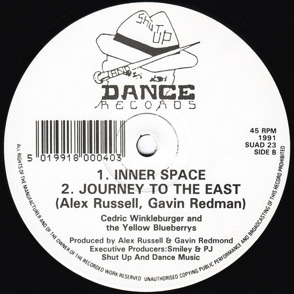 Image of Label Cover of 12" - VG/VG - CEDRIC WINKLEBURGER AND THE YELLOW BLUEBERRYS, Take It Easy / Inner Space / Journey To The East (Shut Up And Dance Records; SUAD 23, UK 1991, Company Sleeve), Light marks only,  - 3526122E