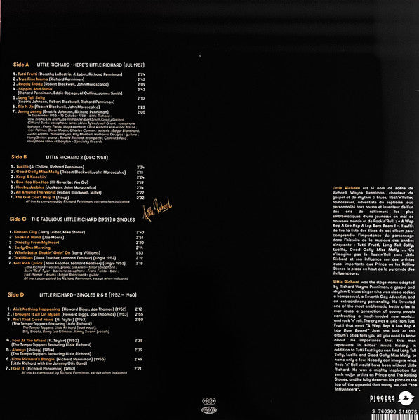 Image of Back Cover of 4233150E: LP - LITTLE RICHARD, Essential Works 1952 - 1962 (Diggers Factory; MOR907, UK & Europe 2023 Reissue)   NEW/NEW