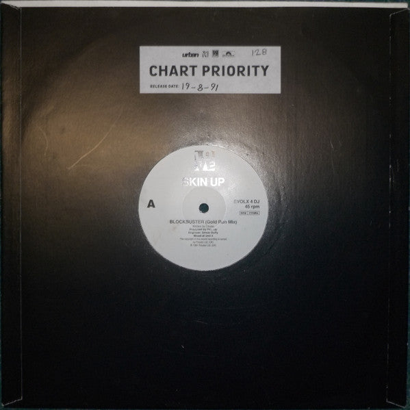 Image of Front Cover of 12" - /VG - SKIN UP, Blockbuster (Love Records; EVOLX 4 DJ, UK & Europe 1991, Promo, Plain Sleeve), Strong VG., A	Blockbuster (Gold Run Mix)B1	Blockbuster (Hot Spot Mix)B2	Make Me Scream - 1316228C