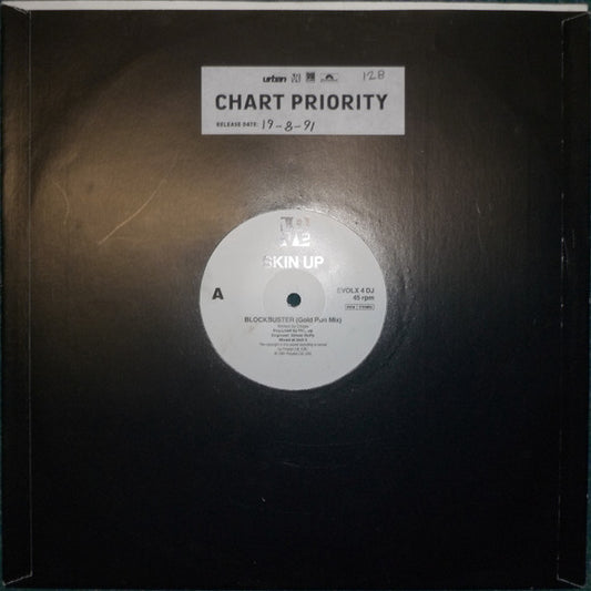 Image of Front Cover of 12" - /VG - SKIN UP, Blockbuster (Love Records; EVOLX 4 DJ, UK & Europe 1991, Promo, Plain Sleeve), Strong VG., A	Blockbuster (Gold Run Mix)B1	Blockbuster (Hot Spot Mix)B2	Make Me Scream - 1316228C