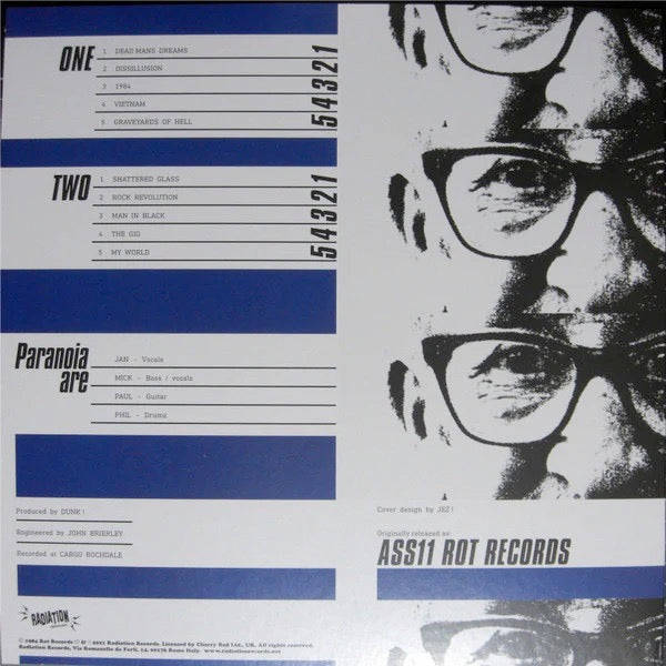 Image of Back Cover of 1913339C: LP - PARANOIA, Shattered Glass (Radiation Reissues; RRS153, Italy 2022 Reissue)   NEW/NEW