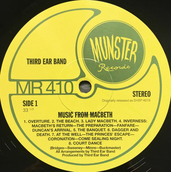 Image of Label Cover of 2214602C: LP - THIRD EAR BAND, Music From Macbeth (Munster Records; MR 410, Spain 2020, Insert)   NEW/NEW