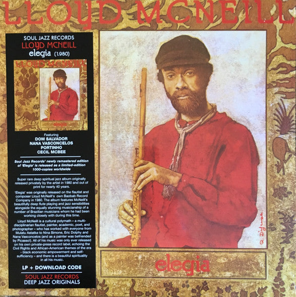 Image of Front Cover of LP - EX/VG+ - LLOYD MCNEILL, Elegia (Soul Jazz Records; SJR LP429, UK 2019 Reissue, Inner), Sleeve still in opened shrinkwrap with hype sticker. Vinyl has some light marks from paper inner.,  - 3916172C
