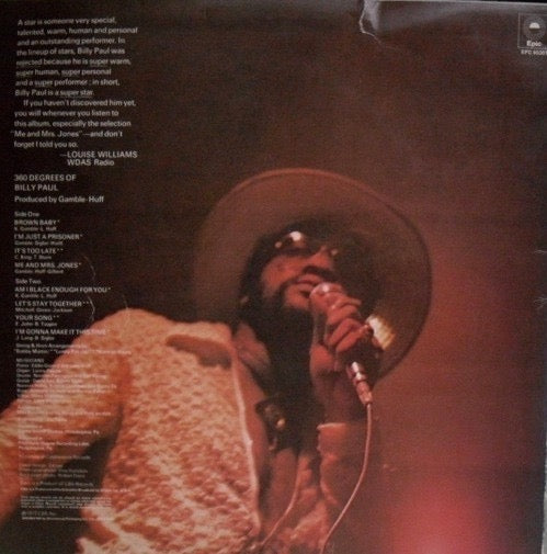 Image of Back Cover of LP - G+/G+ - BILLY PAUL, 360 Degrees Of Billy Paul (Epic Yellow; S EPC 65351, UK 1972), ,  - 3846159S