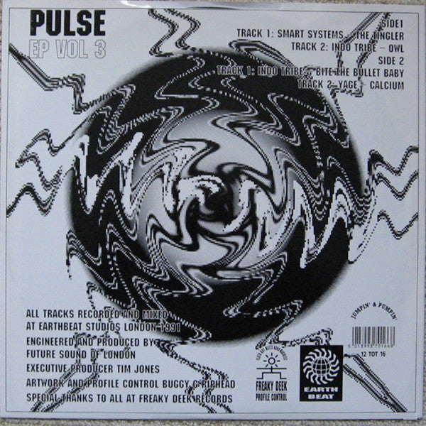 Image of Back Cover of 12" EP - G+/G+ - SMART SYSTEMS, INDO TRIBE, YAGE, Pulse Three (Jumpin' & Pumpin'; 12TOT 16, UK 1991, Picture Sleeve), Marks across both sides. Sleeve split slightly ,  - 2246348S