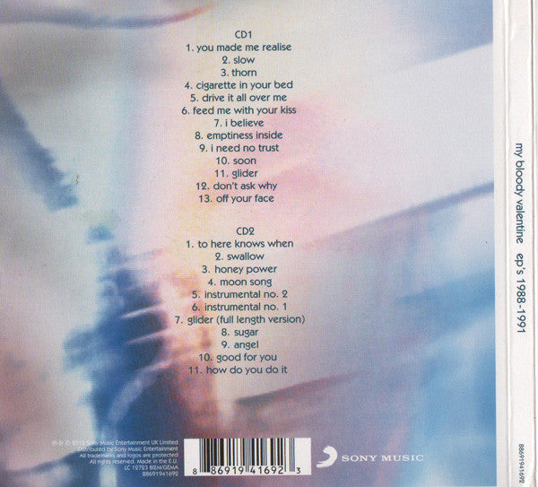 Image of Back Cover of 2xCD - VG+/VG+ - MY BLOODY VALENTINE, EP's 1988-1991 (Sony Music; 88691941692, UK & Europe 2012, Gatefold, Booklet, SONY MUSIC Discs), ,  - 2336072E