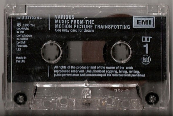 Image of Label Cover of Cassette - VG+/VG+ - VARIOUS, Trainspotting (Music From The Motion Picture) (EMI Premier; 7243 8 37190 4 4, UK 1996), ,  - 2956010S