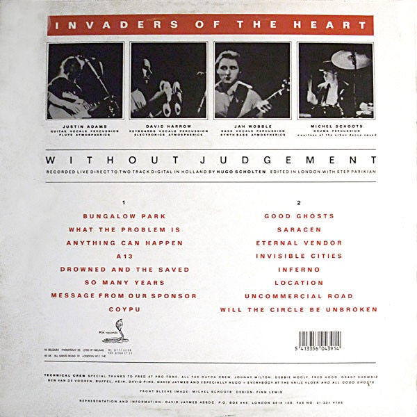 Image of Back Cover of LP - VG/VG - INVADERS OF THE HEART, Without Judgement (KK Records; KK 039, Belgium 1990, Jah Wobble), Light marks, edge wear,  - 3946244S