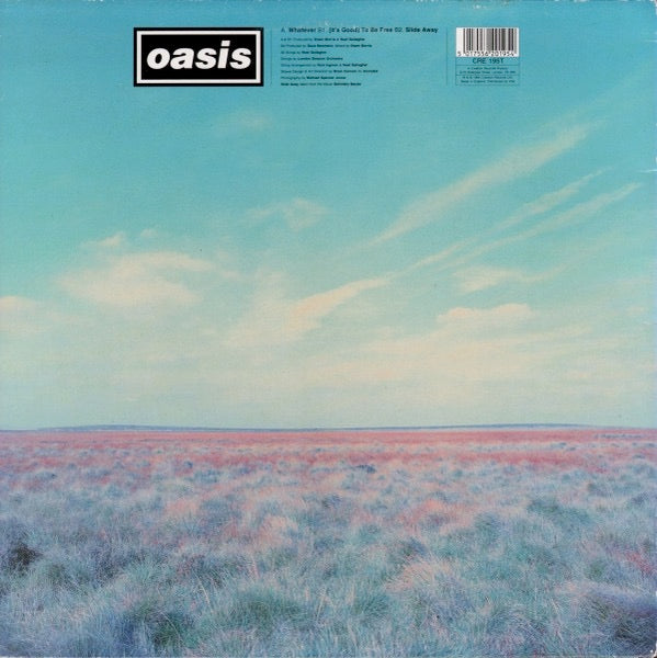 Image of Back Cover of 12" - VG/VG+ - OASIS, Whatever (Creation; CRE195T, UK 1994, Picture Sleeve, No Insert, Damont Pressing), Light edge wear. A couple very superficial marks on disc. ,  - 3046147S