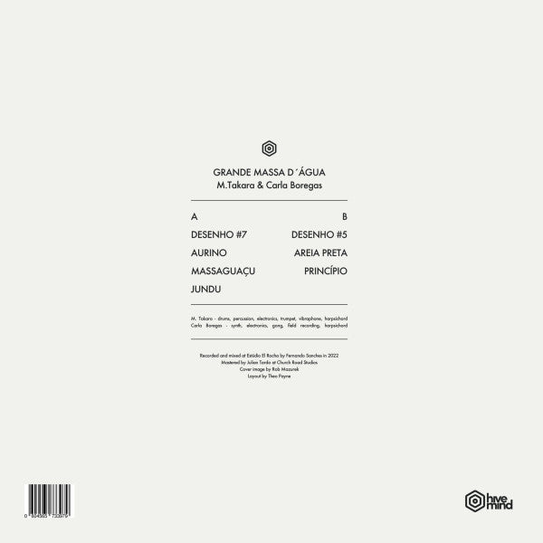 Image of Back Cover of LP - EX/VG+ - MAURICIO TAKARA, CARLA BOREGAS, Grande Massa D'Agua (Hive Mind Records; HMRLP021, UK 2022), ,  - 2716063C