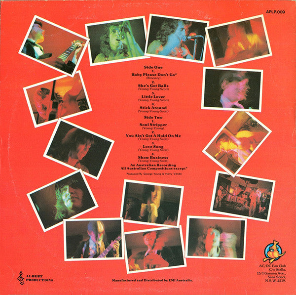 Image of Back Cover of LP - VG/VG - AC/DC, High Voltage (Albert Productions; APLP.009, Australia 1977 Reissue, Blue And Yellow Labels Without Kangaroo), A few light hairlines. Mild edgewear and ringwear. ,  - 3126120E