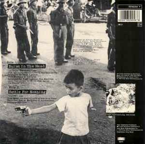 Image of Back Cover of 4814291C: 7" - RAGE AGAINST THE MACHINE, Bullet In The Head (Epic; 659258 7, UK 1993, Parental Advisory Stickered Sleeve, "Blood Marked" Picture Disc)   EX/EX