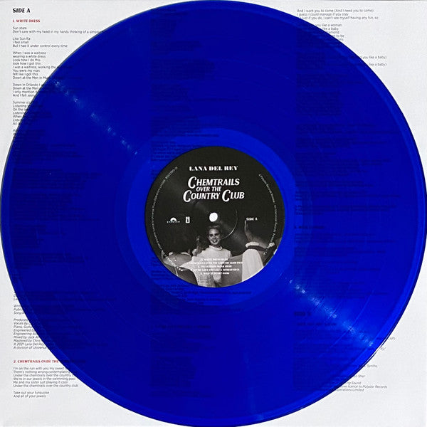 Image of Label Cover of 4915132C: LP - LANA DEL REY, Chemtrails Over The Country Club (Polydor; B0033910-01, UK, Europe & US 2021, Gatefold, Inner, Record Store Day Limited To 15,000 On Blue (Cobalt) Translucent Vinyl)   VG/VG