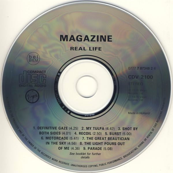 Image of Label Cover of CD - VG+/VG+ - MAGAZINE, Real Life (Virgin; CDV 2100, Europe , Jewel Case, Booklet), ,  - 2816049C