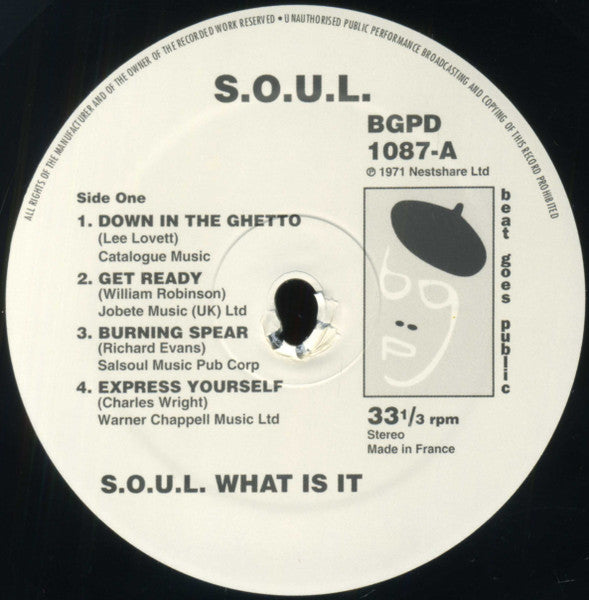 Image of Label of 2313164C: LP - S.O.U.L., What Is It (BGP Records; BGPD 1087, UK Reissue)   NEW/NEW