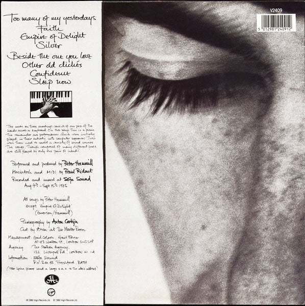 Image of Back Cover of LP - VG/VG - PETER HAMMILL, And Close As This (Virgin; V2409, UK 1986, Insert, Van Der Graaf Generator), ,  - 2616328C