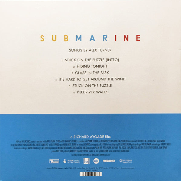 Image of Back Cover of 5254065S: 10" LP - ALEX TURNER, Submarine (Domino; RUG398T, Worldwide 2016 Reissue, Inner, Download Code)   NEW/NEW