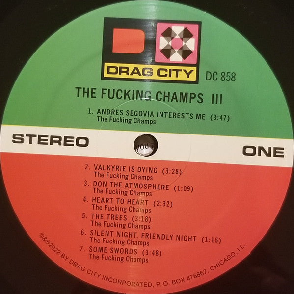 Image of Label of 2353217S: LP - THE FUCKING CHAMPS, III (Drag City Inc.; DC858, US 2023 Reissue, Gatefold, Insert)   NEW/NEW