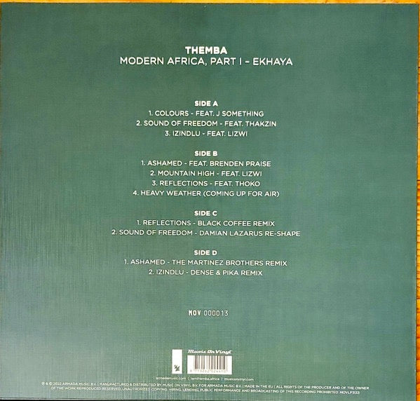 Image of Back Cover of 3333071E: 2xLP - THEMBA, Modern Africa, Part 1 - Ekhaya (Music On Vinyl; MOVLP3133, Europe 2022, Textured Sleeve, Red Vinyl, Numbered, LTD. 500 Copies)   NEW/NEW