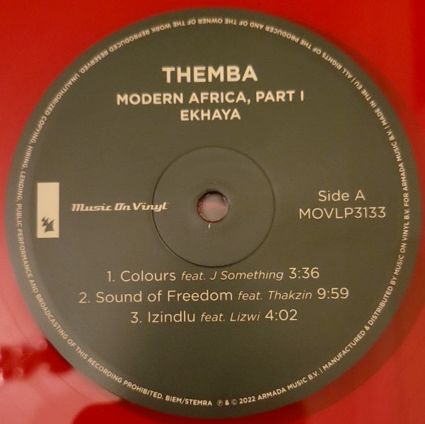 Image of Label of 3313135C: 2xLP - THEMBA, Modern Africa, Part 1 - Ekhaya (Music On Vinyl; MOVLP3133, Europe 2022, Textured Sleeve, Red Vinyl, Numbered, LTD. 500 Copies)   NEW/NEW