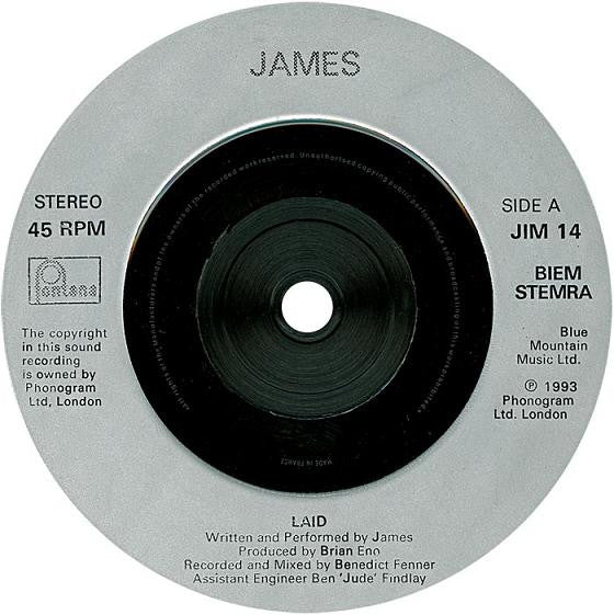 Image of Label Cover of 4624063E: 7" - JAMES, Laid / Wah Wah Kits (Fontana ; JIM 14, UK 1993, Picture Sleeve) Sticker Damage To Sleeve  VG/EX