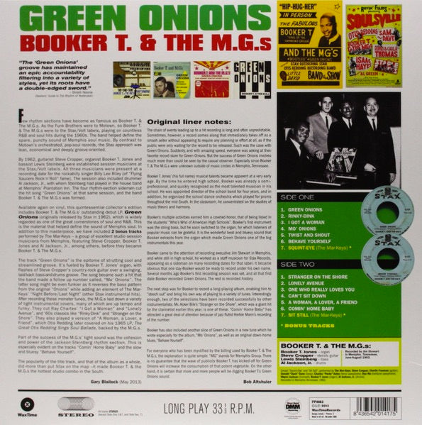 Image of Back Cover of LP - NEW/NEW - BOOKER T. & THE M.G.S, Green Onions (WaxTime; 771883, Europe 2000s Reissue), ,  - 1456010S