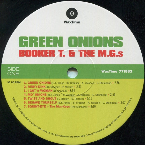 Image of Label Cover of LP - NEW/NEW - BOOKER T. & THE M.G.S, Green Onions (WaxTime; 771883, Europe 2000s Reissue), ,  - 1456010S