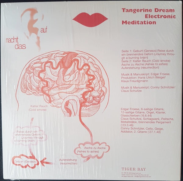 Image of Back Cover of 3614297C: LP - TANGERINE DREAM, Electronic Meditation (Tiger Bay; TB6201C, Europe 2021 Reissue, Limited to 500 copies. Orange Vinyl)   NEW/NEW