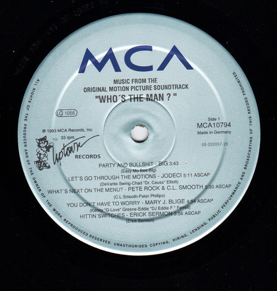 Image of Label Cover of 5144320S: LP - VARIOUS, Who's The Man? (Music From The Original Motion Picture Soundtrack) (MCA Records; MCA 10794, Germany 1993, Picture sleeve) Wear to sleeve with possible water damage.  VG/VG+