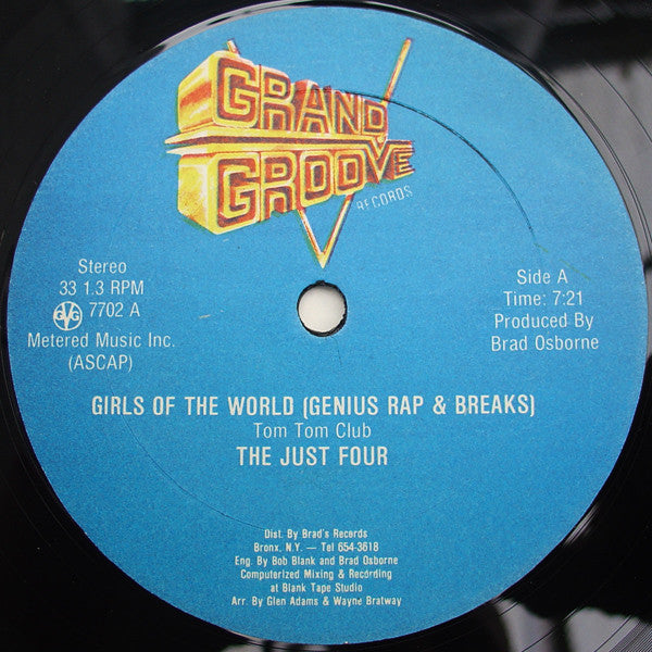 Image of Front Cover of 12" - /VG - THE JUST FOUR / GRAND GROOVE BUNCH, Girls Of The World (Genius Rap & Breaks) (Grand Groove Records; GG 7702, US 1982), Light marks only.,  - 3126331E