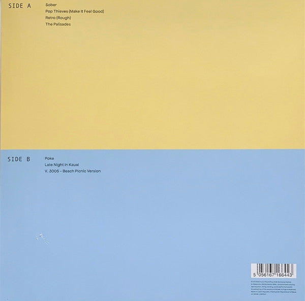 Image of Back Cover of 3944249S: LP - GAMBINO WITH JADEN "THE BOY" SMITH, Kauai (mcDJ Records; CG001LP, Worldwide 2022 Reissue, Inner & Insert, Light Blue Vinyl) Light marks on sleeve. Clean disc.  VG+/VG+