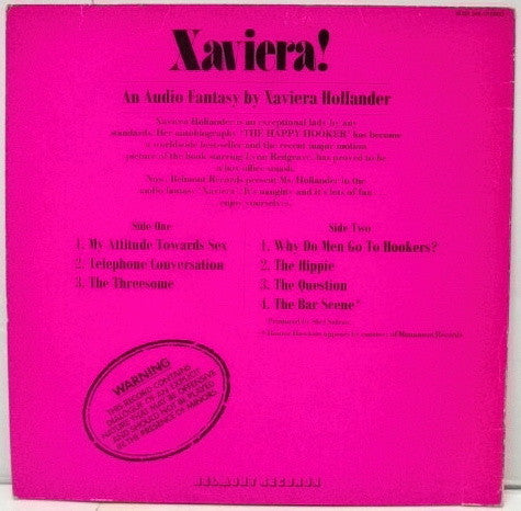 Image of Back Cover of 3945223S: LP - XAVIERA HOLLANDER, Xaviera (Belmont; BUSR246, UK 1977)   VG+/VG+