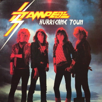 Image of Front Cover of 5015202C: LP - STAMPEDE, Hurricane Town (Polydor; POLS 1083, UK 1983, Promo, NO Merch Insert) Gold Promo Stamp On Rear Sleeve  VG/VG+