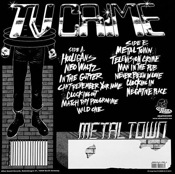 Image of Back Cover of LP - VG+/VG+ - TV CRIME, Metal Town (Alien Snatch! Records; SNATCH!099, Germany 2019, Textured Sleeve, Insert), ,  - 3046221S