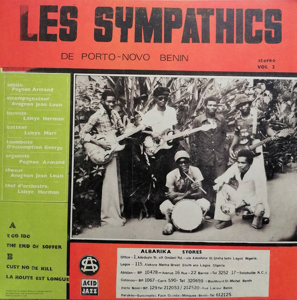 Image of Back Cover of 1134225E: LP - LES SYMPATHICS DE PORTO-NOVO BENIN, Les Symphatics de Porto-Novo Benin Vol 2 (Acid Jazz; AJXLP729,  2023 Reissue)   NEW/NEW