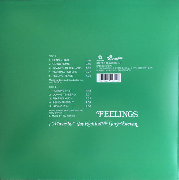 Image of Back Cover of LP - NEW/NEW - JAY RICHFORD AND GARY STEVAN, Feelings (Be With Records; BEWITH094LP, UK 2021 Reissue), , More than once Jay Richford and Gary Stevan s Feelings has been described as the greatest library record ever released. Of course Be With can t be seen to be playing favourites, but we have to admit, it s pretty good. Insanely rare and immensely sought-after, it s a tough funk, street jazz masterpiece coveted for many years by collectors of all musical genres. - 3236032E
